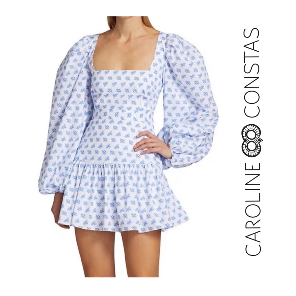 New! CAROLINE CONSTAS Julian Puff Sleeve Mini Dress